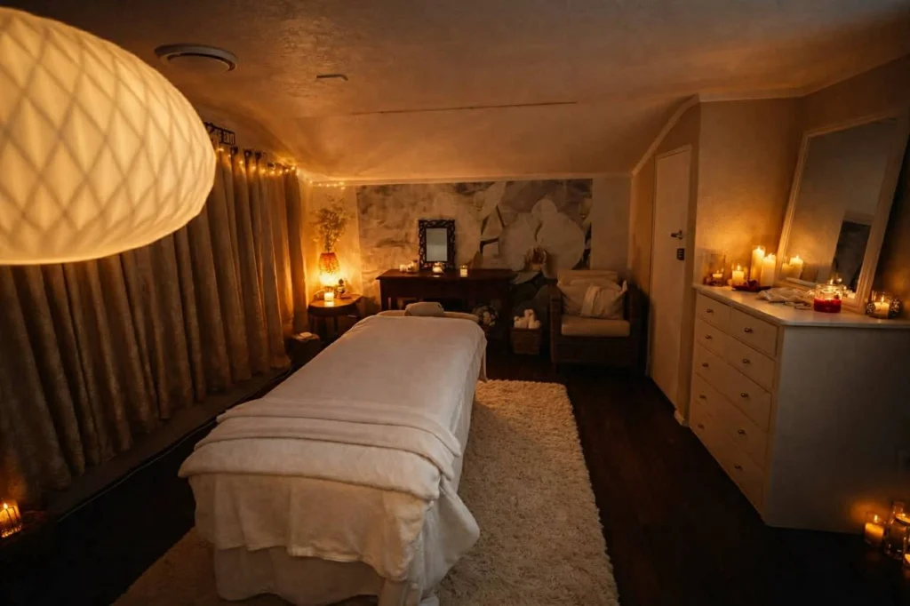 snenses-stilllnes-single-massage-table-shot-gold-lighting